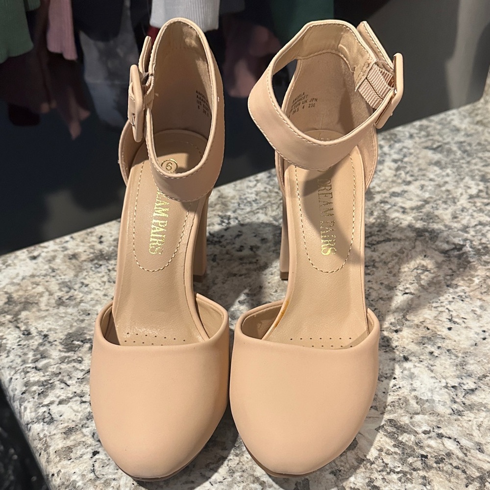 Dream Pairs Nude Ankle Strap Heels